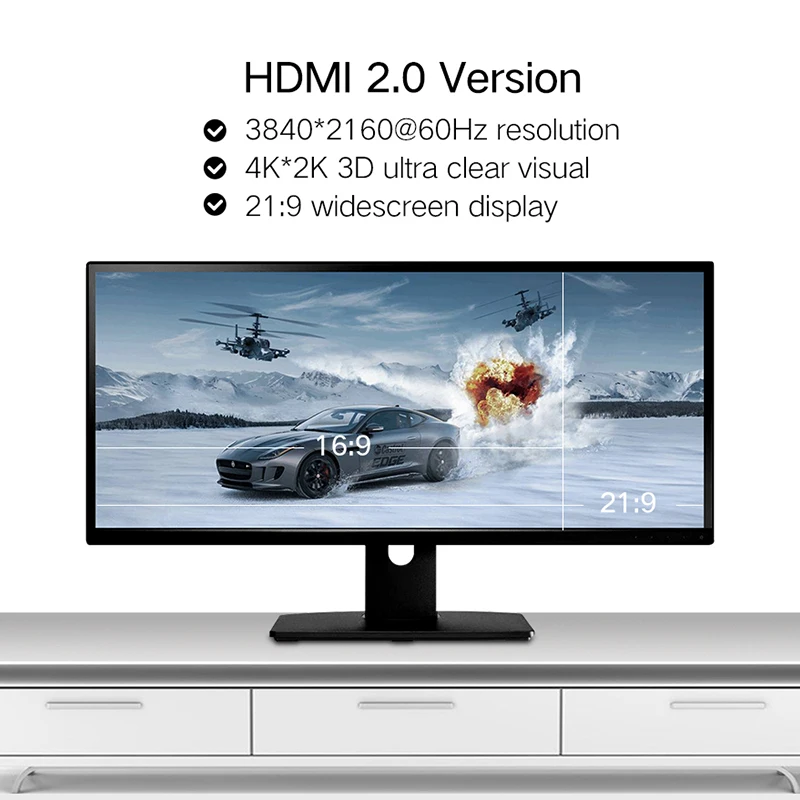 Lungfish kabel kompatybilny z HDMI 2.0 przedłużacz 4K 60Hz kabel splittera do przełącznika TV projektor Laptop Office Video