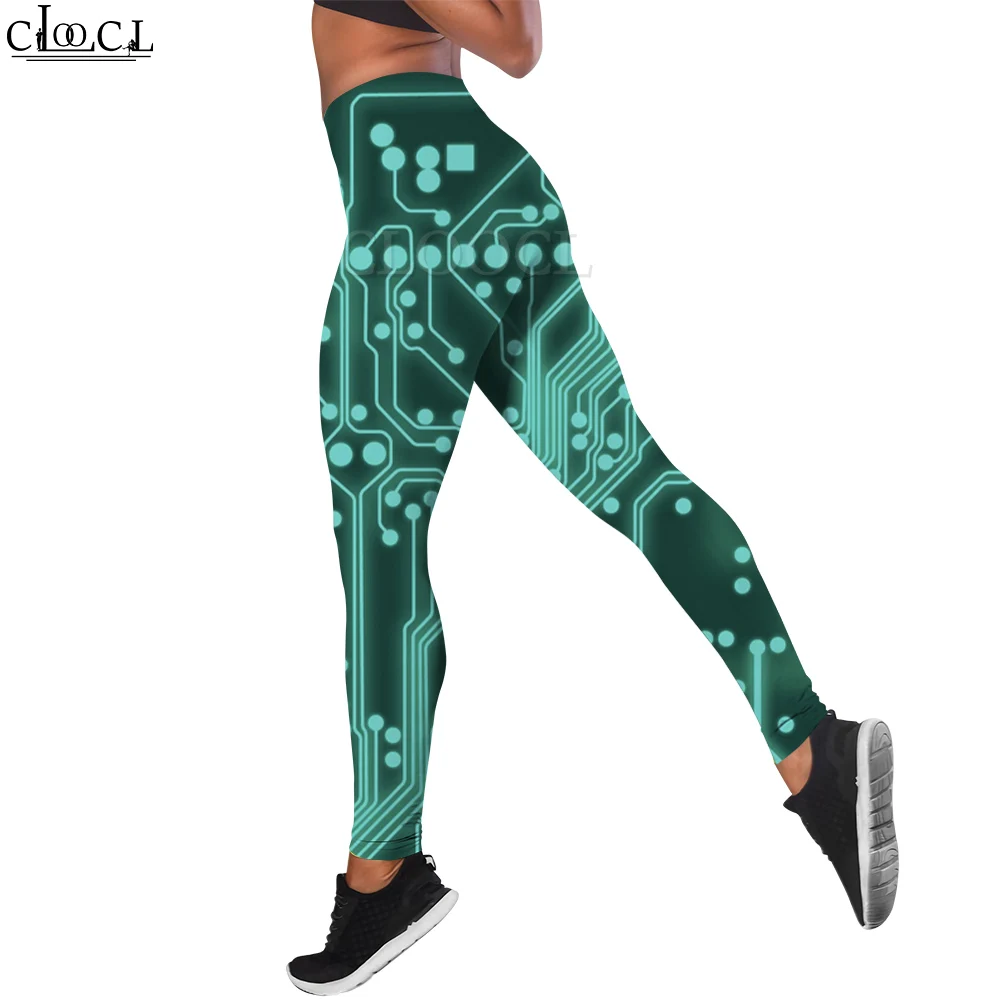 CLOOCL Damen-Leggings, Leiterplatte, 3D-gedruckt, hohe Taille, Elastizität, Legging, weiblich, für den Innenbereich, Push-Up-Trainingshose