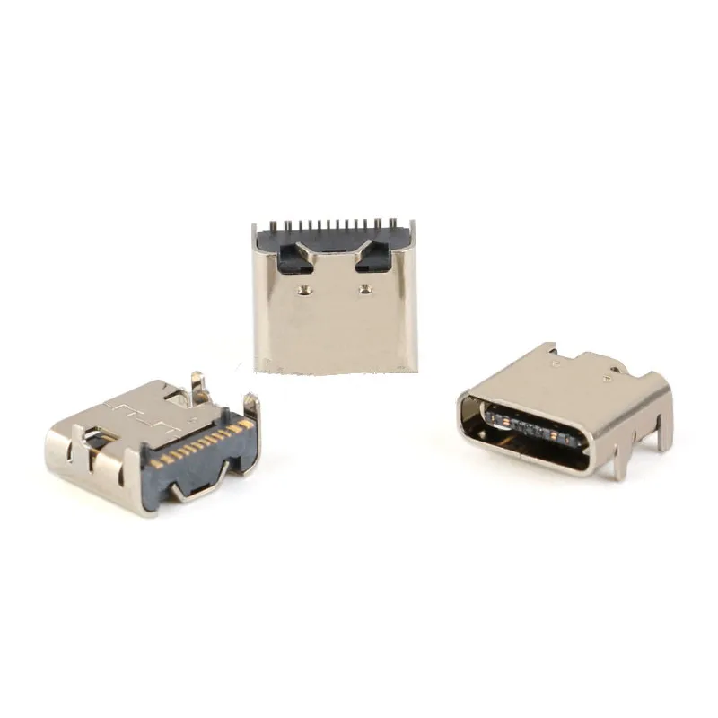 

100pcs/lot Type-C female socket 16Pin patch USB-3.1 socket HD transmission interface 4 fixed pins bidirectional