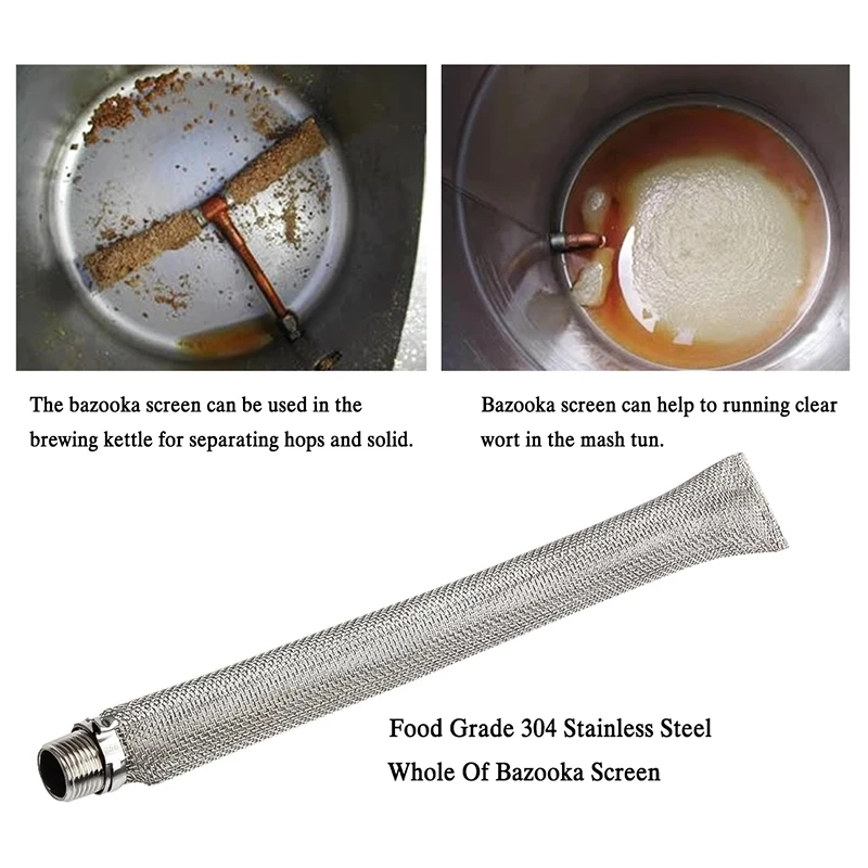 Reusable Beer Filter Stainless Steel 6/12 Inch Durable Beer Mesh Strainer Tube Bazooka Filter Hop Spider For Home Beer Brewing
