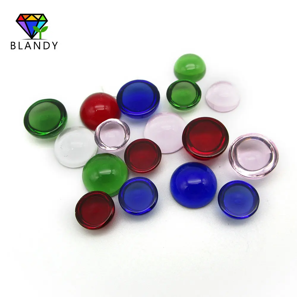 Free Shipping 50pcs/lot 10mm Round Shape Cabochon Flat Bottom Glass Beads Synthetic Stone for Jewelry Making