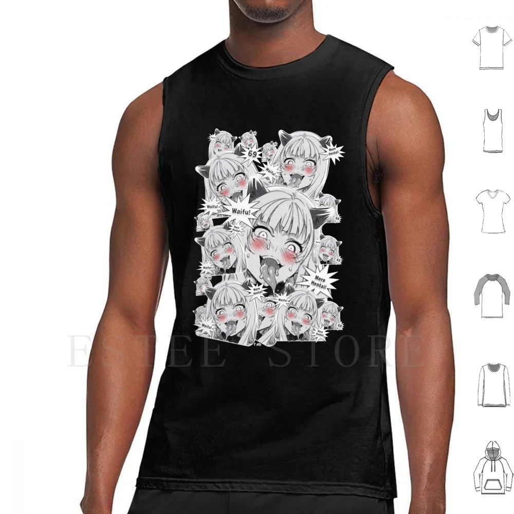 Hentai-Girl Tank Tops Vest Cotton Hentai Anime Blush Tongue Freak Eechihentai Eechi Love Uk Senpai