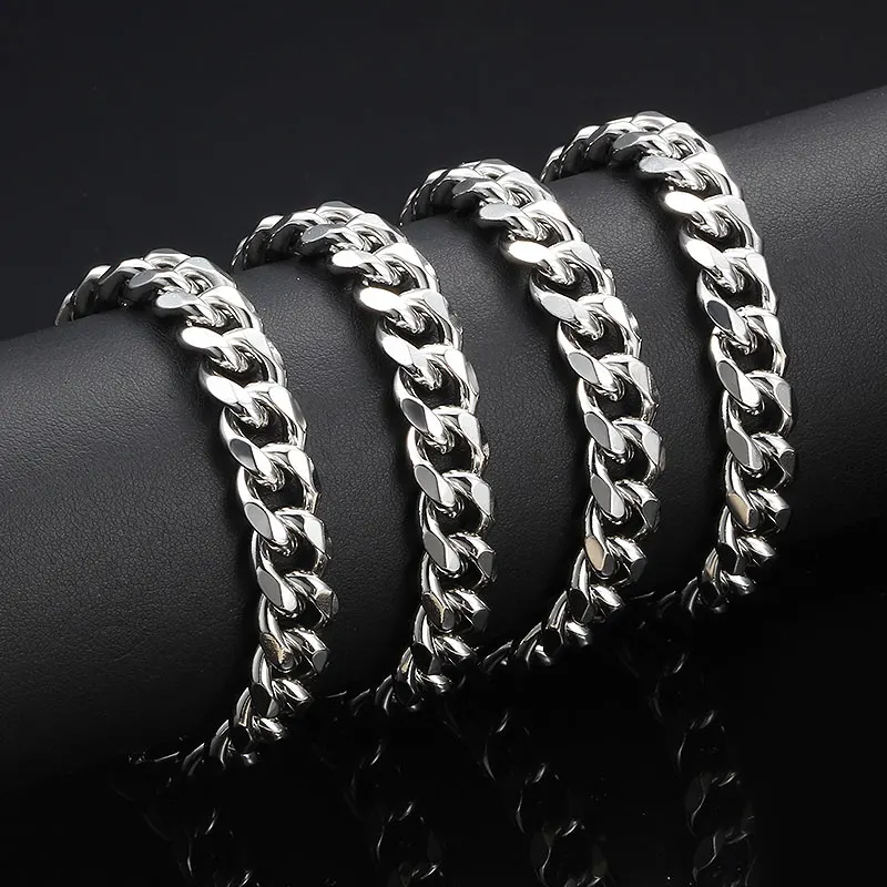 7.5mm 10.5mm Width Heavy Miami Cuban Stainless Steel Figaro Mill Chain for DIY Handmade Necklace Bracelet Making Wholesale 1M