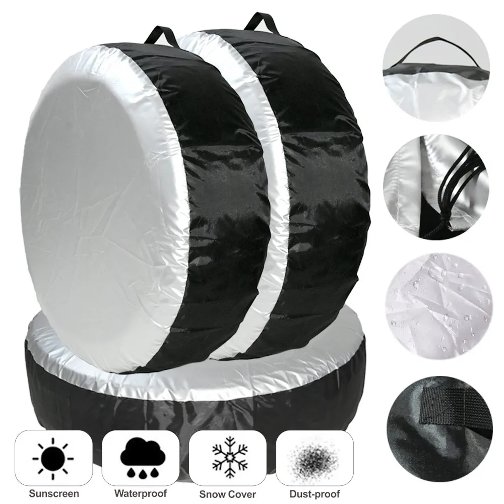 1Pcs 13-23inch Tire Cover Case Car Spare Tire Cover Storage Bags Carry Tote Polyester Tire For Cars Wheel Protection Covers