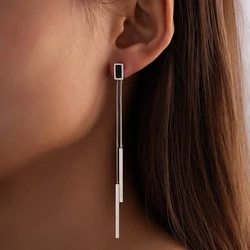 Vintage Long Tassel Geometric Square Drop Earrings For Women Korean Long Thread Dangle Earring Fashion Jewelry Oorbellen Brincos