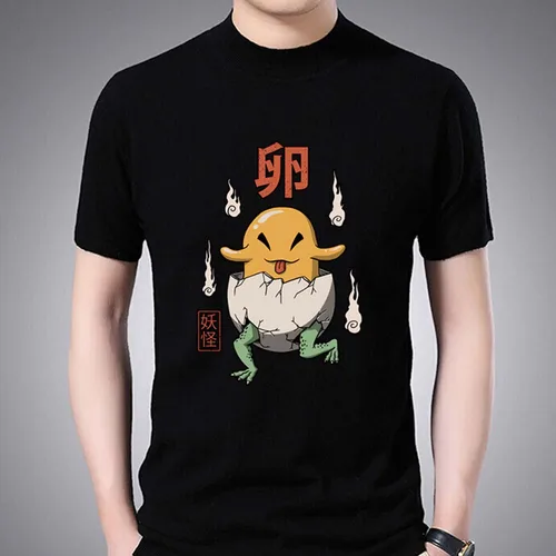 Imagen 2 del producto Camiseta Popular informal de Anime con cuello redondo para hombre, camiseta ajustada con estampado de monstruo bonito de dibujos animados, camiseta negra suave para ir al trabajo