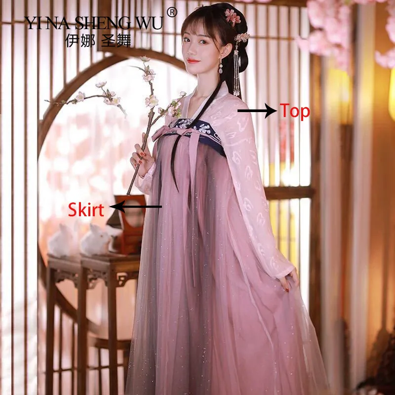 Women Set Chinese Style Traditional Cosplay Hanfu Costume Lady Han Dynasty Dress Embroidery Tang Performance Folk Dance Clothing