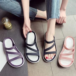 Women's Jelly Shoes 2021 Summer Flat Bottom Anti Slip Slippers Beach Skating Casual Shoes Women's Fashion Rubber Soled Shoes