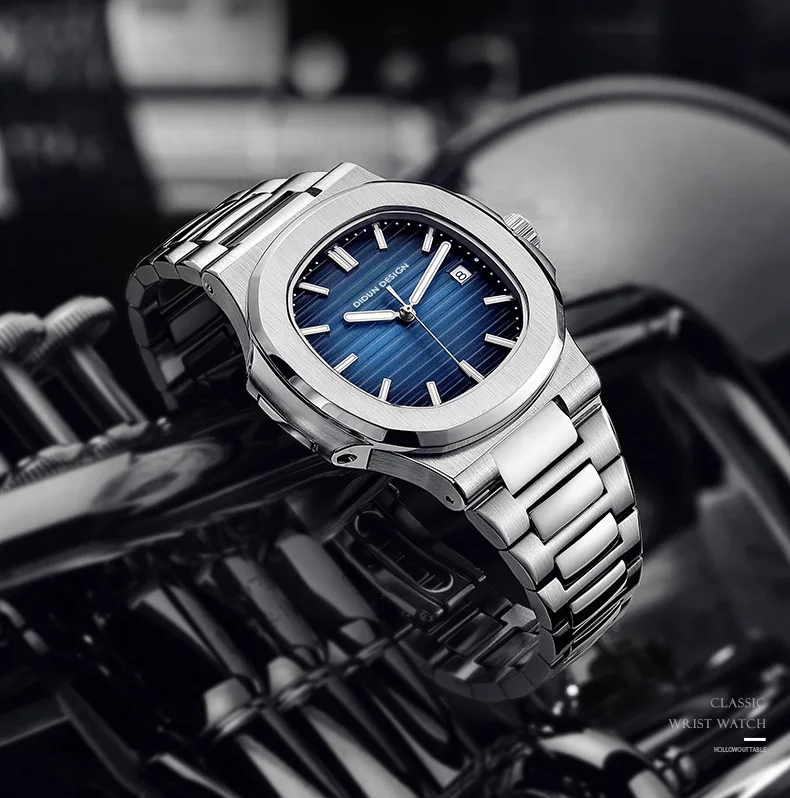 DIDUN Men's Luxury Quartz Watch 40mm Stainless Steel