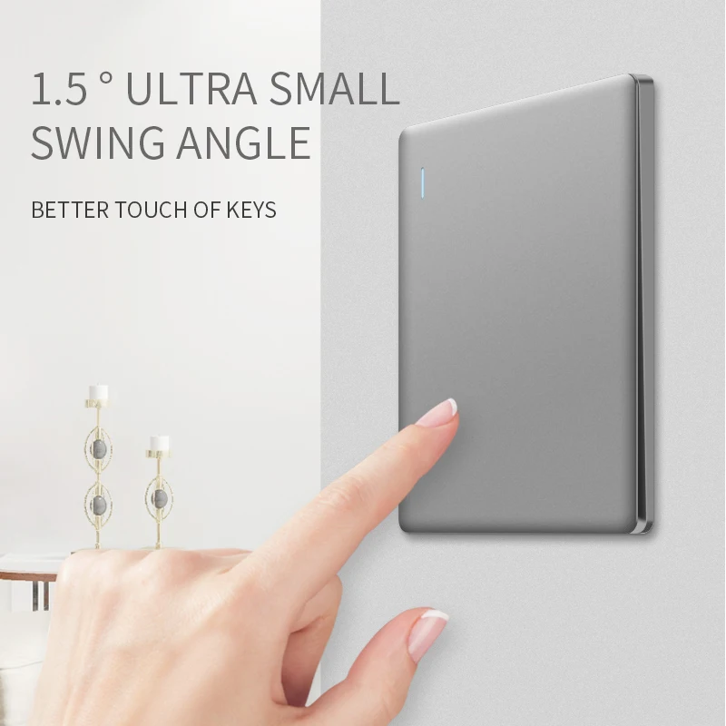 Type 86 Gray Switch Socket Panel Flat Ultra-Thin Light Switch Sound And Light Control Touch Delay Switch Fan Speed Controller