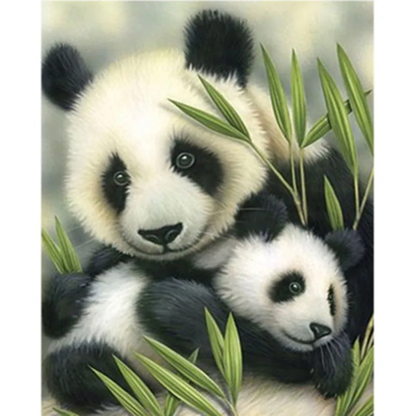 5D Diy Diamond Painting Two Pandas Kits Drill Embroidery Cross Stitch Home Decoration Home Decor Label JX573