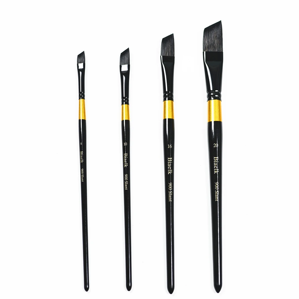 BIaelk 900Slant high quality 4PCS/SET squirrel hair wooden handle art supplies watercolor artist brush