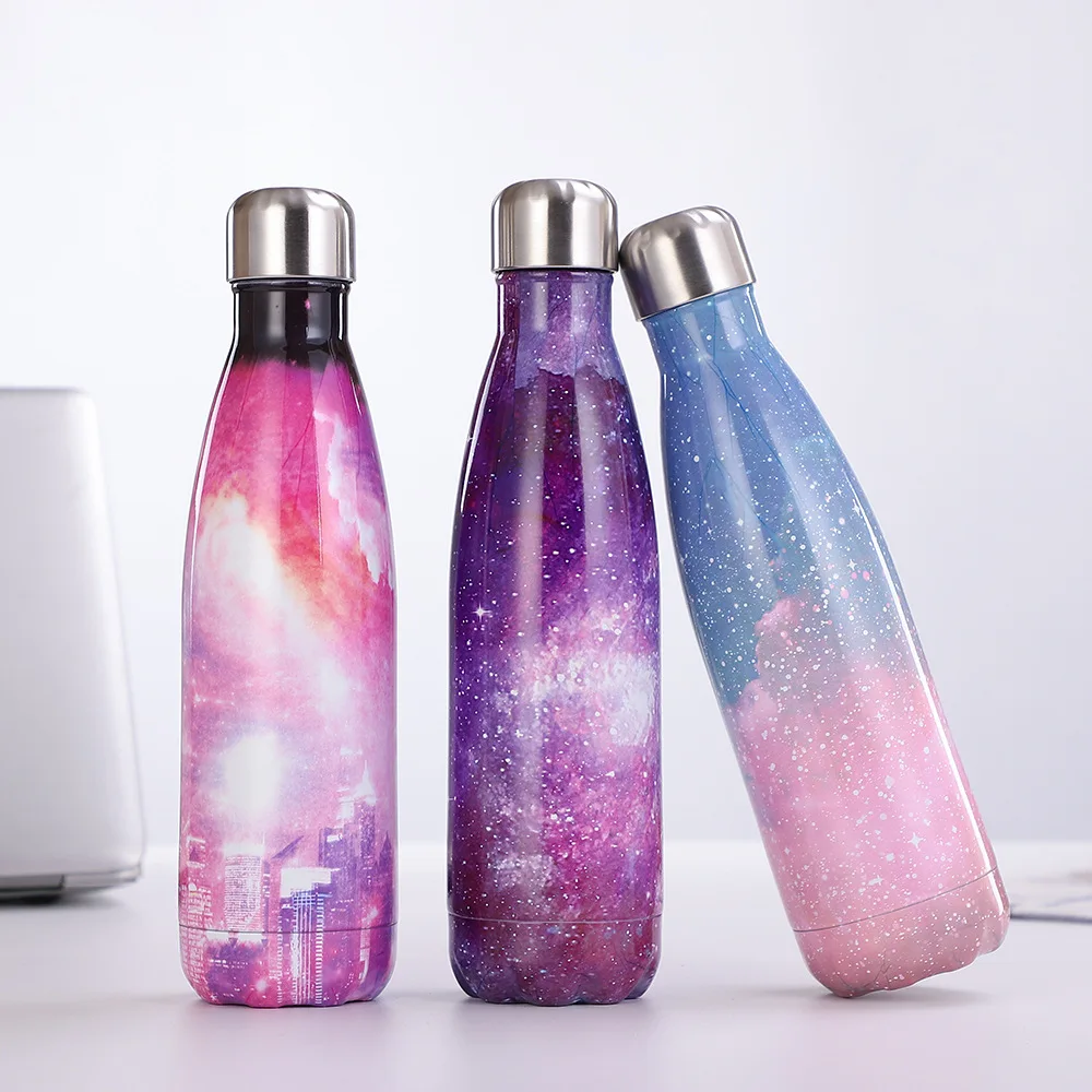 Water Bottle Stainless Steel Vacuum Insulated Bottle Thermal Sport Cold Hot Cup Creative Mug Starry sky Cup 500ML Customized