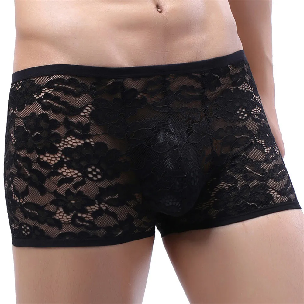 Lace Shorts Men Underwear Cueca Masculinas Breathable Soft Underpants Calzoncillo Men Shorts Male Panties A30