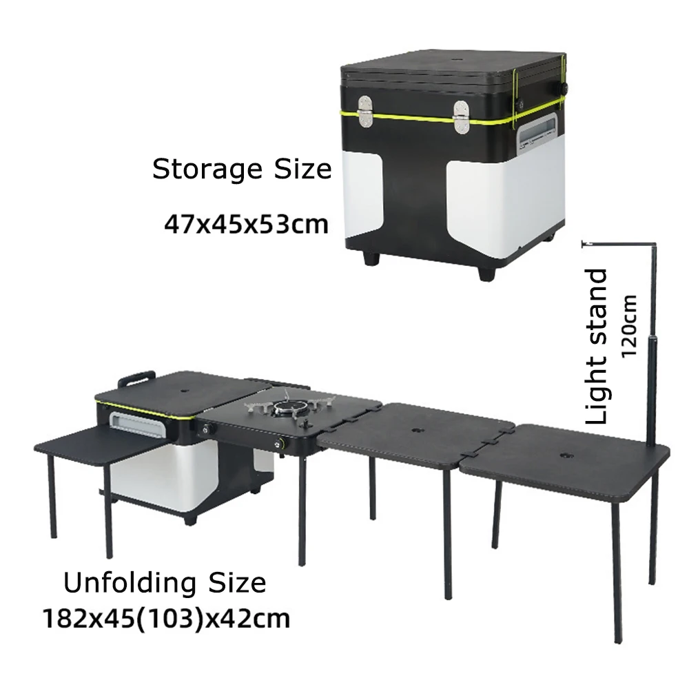 Caixa de armazenamento com pia, portátil, dobrável, móvel, caminhadas, mesa de cozinha, ao ar livre, novo, 60L