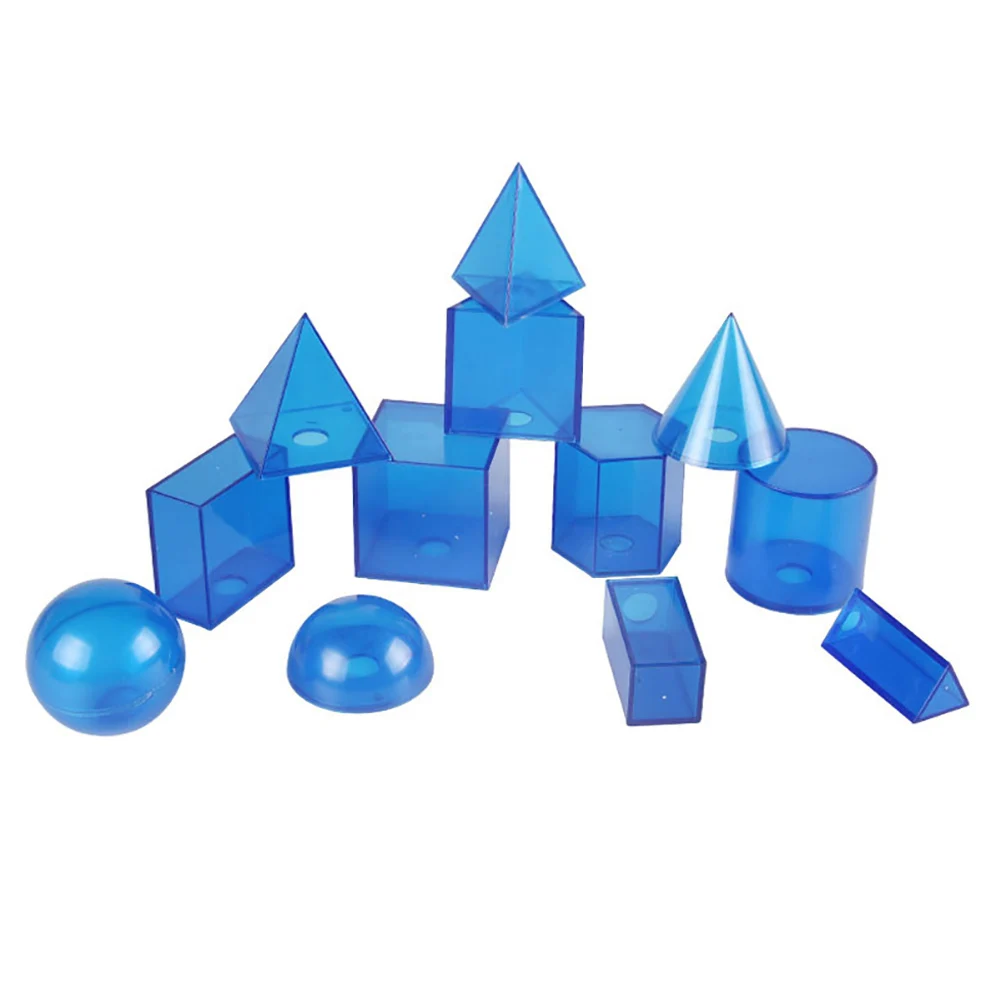 12Pcs/Set Transparent 3D Geometric Solids Model Detachable Teaching Aids Toy Educational Kits for Childre Teaching Resource Tool