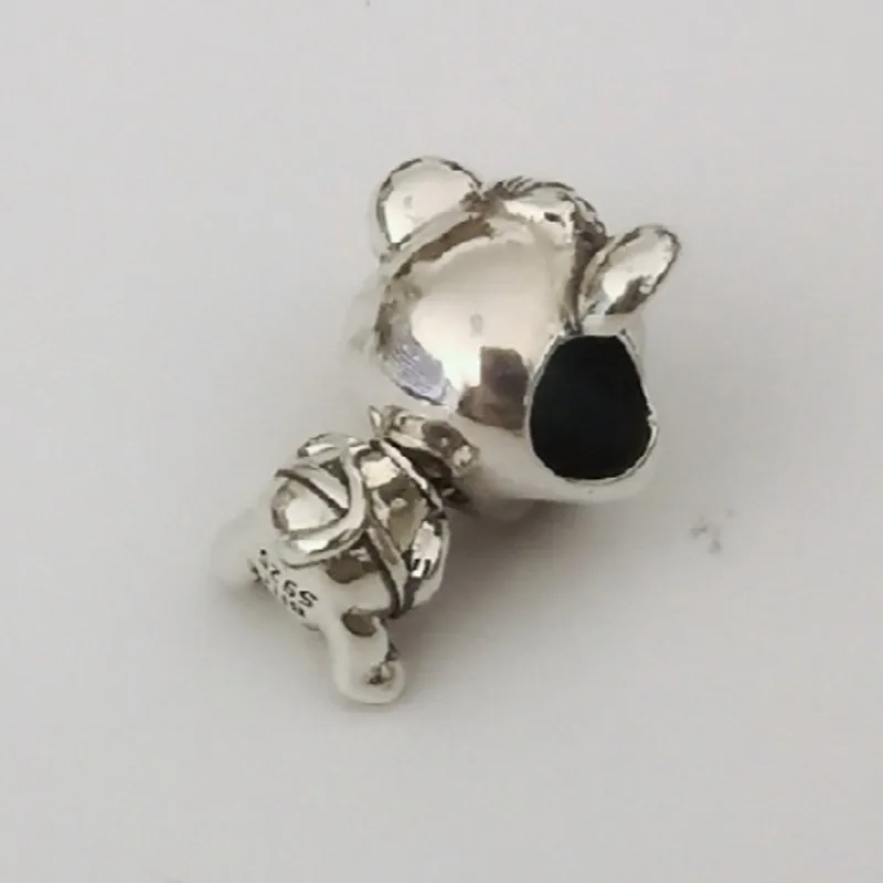 Mistletoe 925 Sterling Silver Cute mouse baby Charm Bead European Jewelry