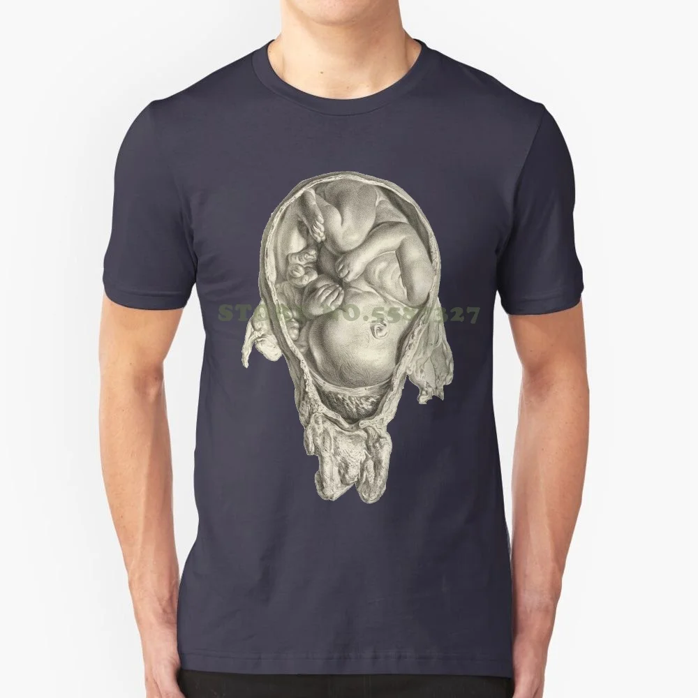 Fashion Men Tshirt Leonardo Da Vinci-Fetus In Utero-Funny Weird Baby-Renaissance Art T Shirt