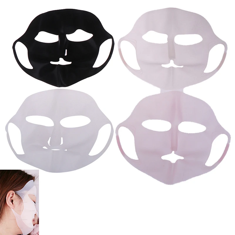 Reusable Silicone Face Skin Care Mask For Sheet Mask Prevent Evaporation Steam Reuse Waterproof  Mask Pink/White Beauty Tool