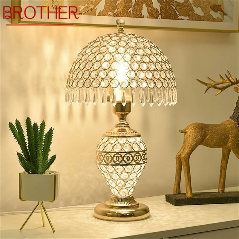 

BROTHER Crystal Table Lamp Dimmer luxury With Remote Control For Home Modern Creative Light bedside