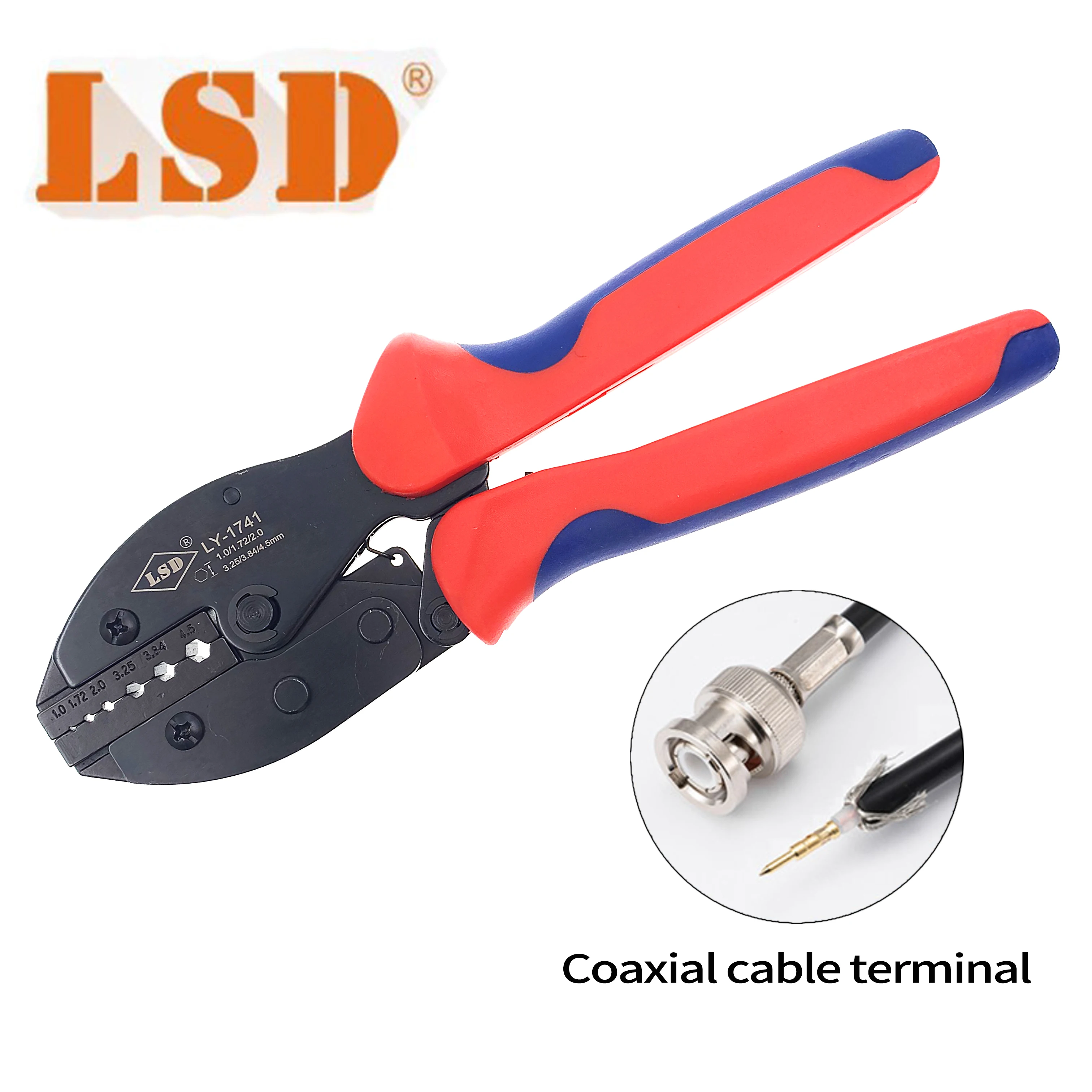 

LY-1741 Coaxial Crimping Tool Ratchet Crimper Tool 1/1.72/2/3.25/3.84/4.5mm