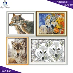 Joy Sunday Wolf Brother Kiss Spirit Needlework Kits, D368, D420, D519, 2, D780, 3, Animal Home Decor, Cross Stitch Kits
