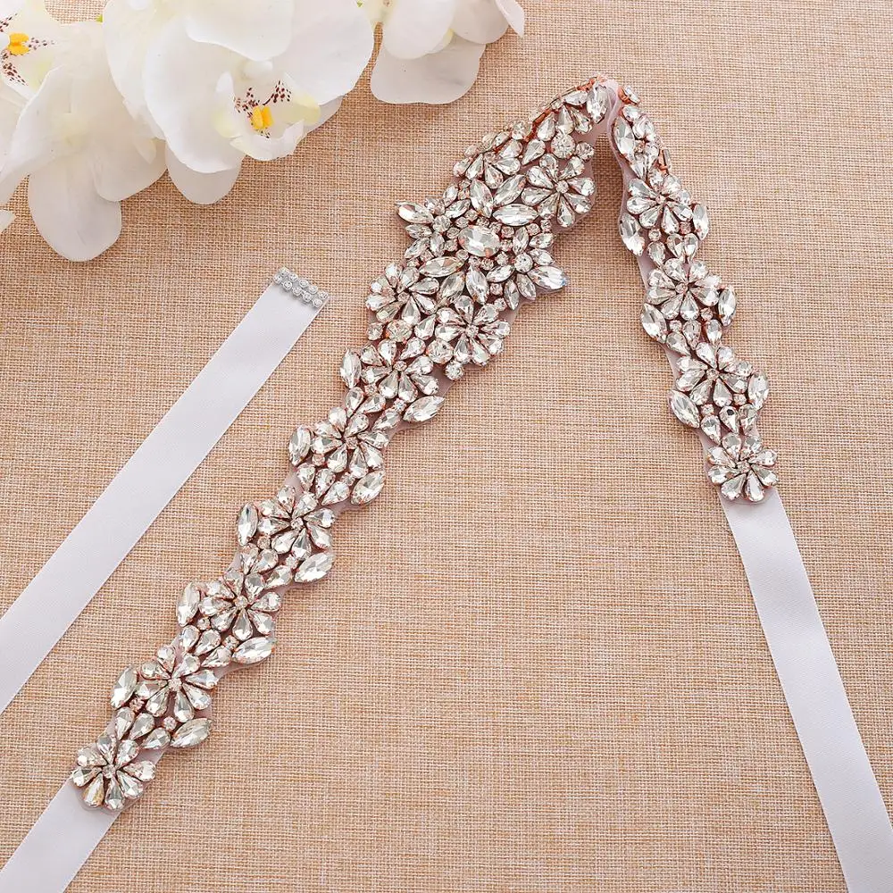 SESTHFAR  Wedding Belts Bride Waistband Belt Crystal Rhinestones Sashes Evening Party Gown Dresses Accessories