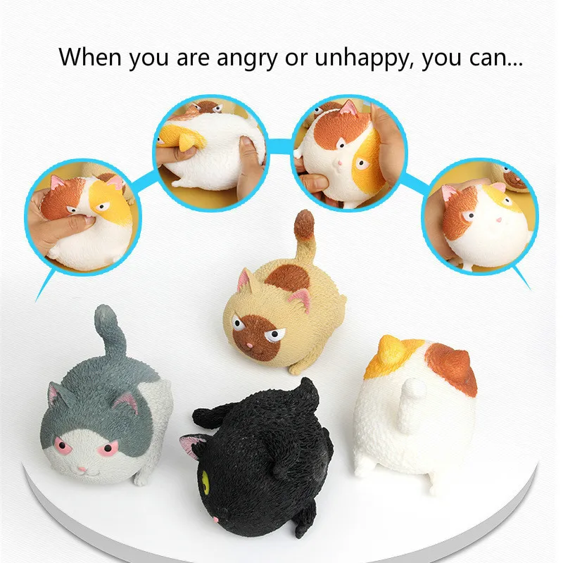 Kawaii Angry Cat Squeeze Toy Kitty Decompression Toys Mini Animals Antistress Gadget Squish Anti-Stress Toys Adults Kids Gift