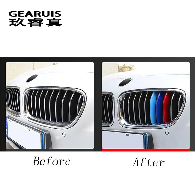 Car Styling For BMW X5 x6 E70 E71 F15 F16 Accessories Head Front Grille For M Sport Stripes Grill Covers Cap Frame Auto Stickers