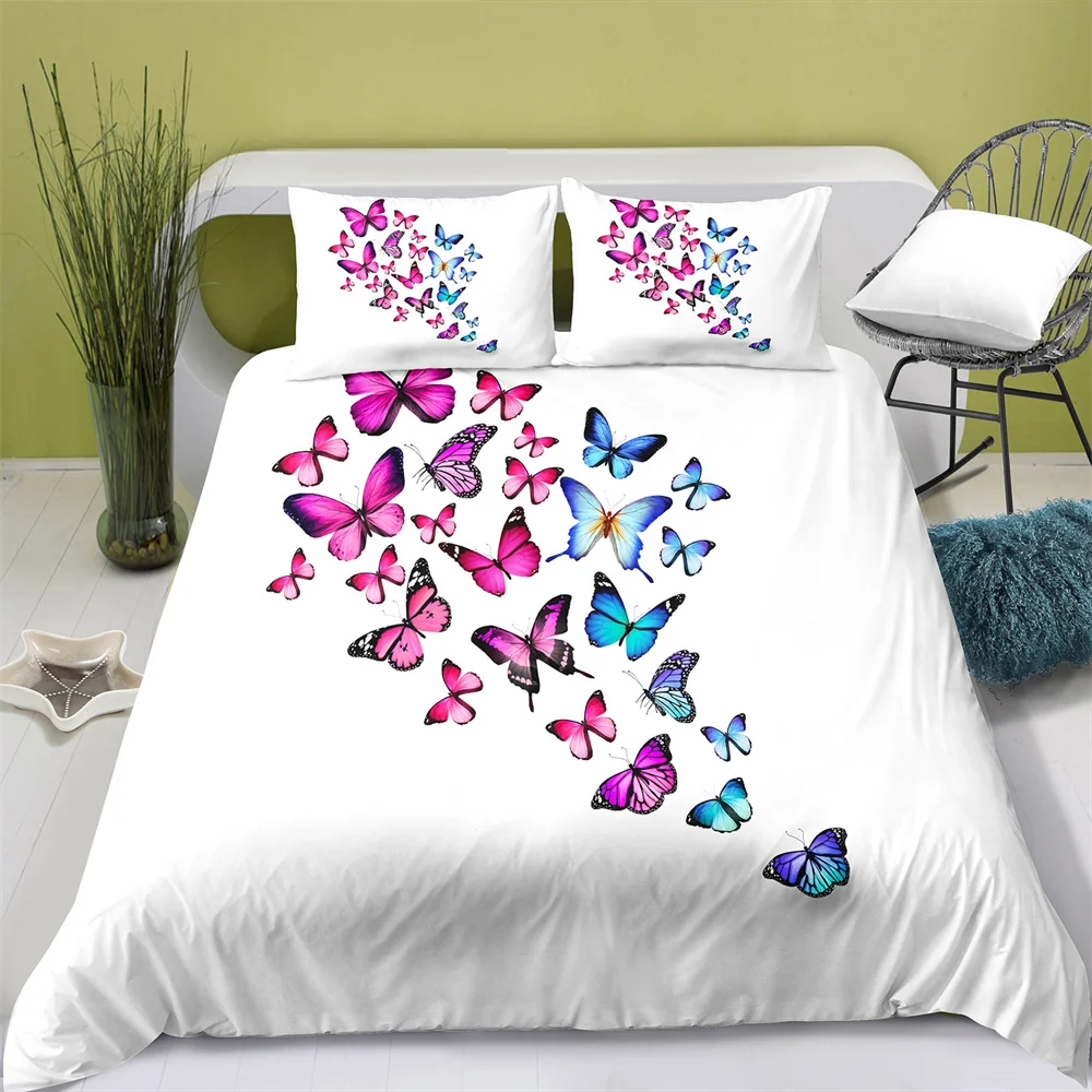 Home Textiles Printed Artistic Butterfly Bedding Quilt Cover & Pillowcase 2/3PCS US/AE/UE Full Size Queen Bedding Set