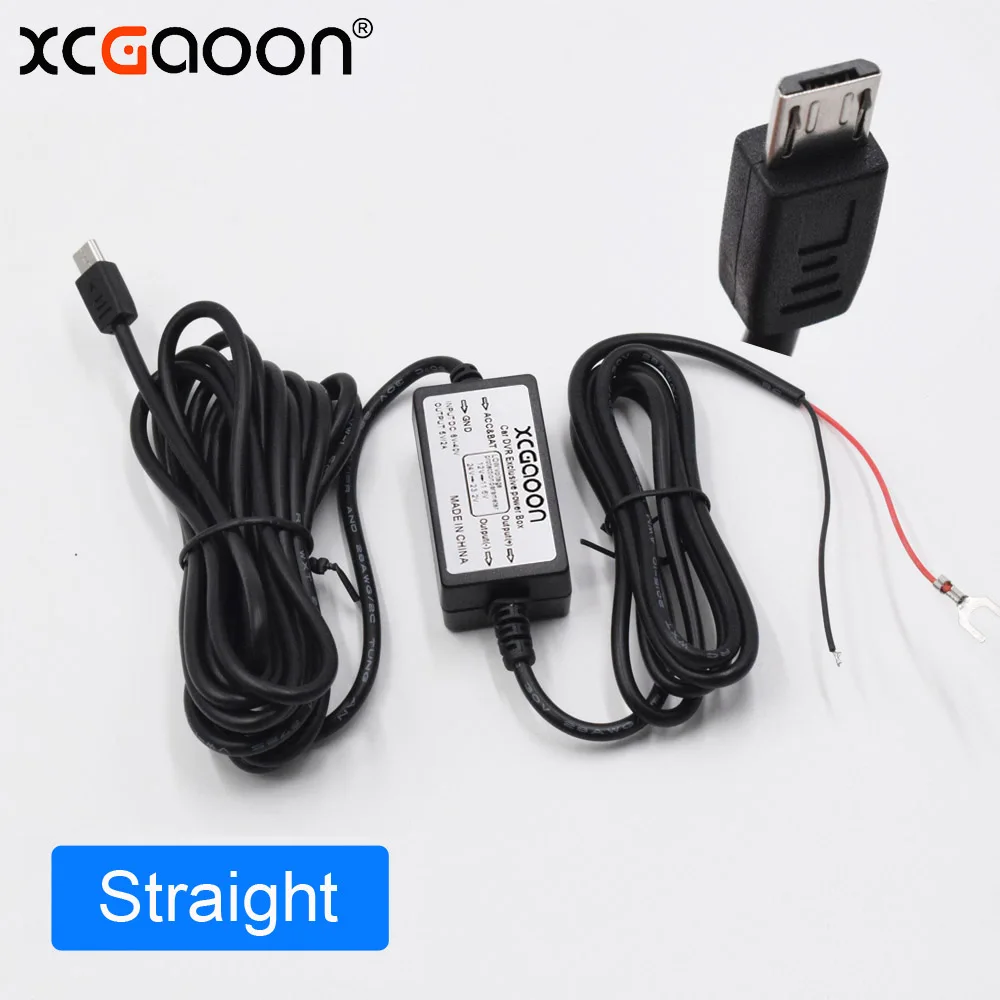 XCGaoon-adaptador de módulo convertidor de cc para cargador de coche, 12V, 24V a 5V, 2A con Cable Micro USB, protección de bajo voltaje, longitud de 3,1 metros