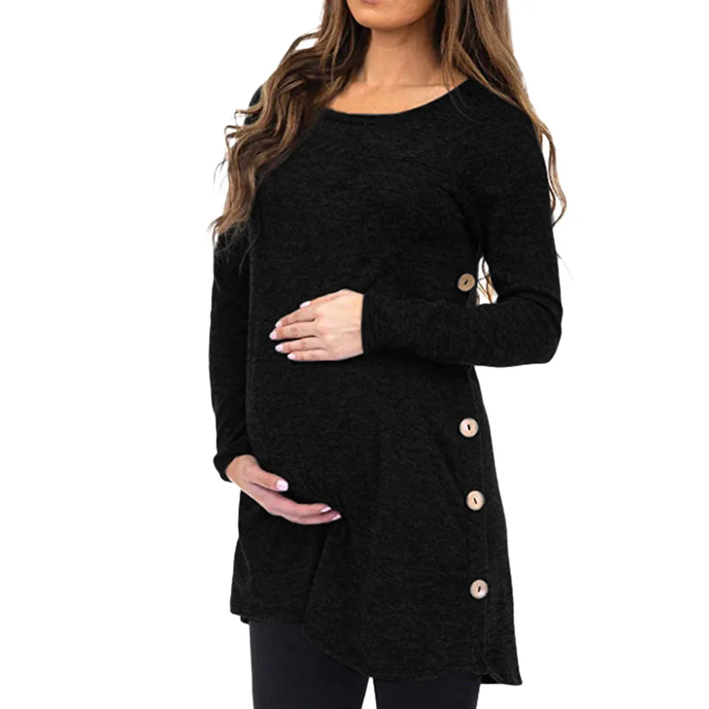 Women\'s Maternity Pregnanty Long Sleeve Solid Button Tops Pregnancy Women Blouse Maternity Clothes Autumn Winter для беременных