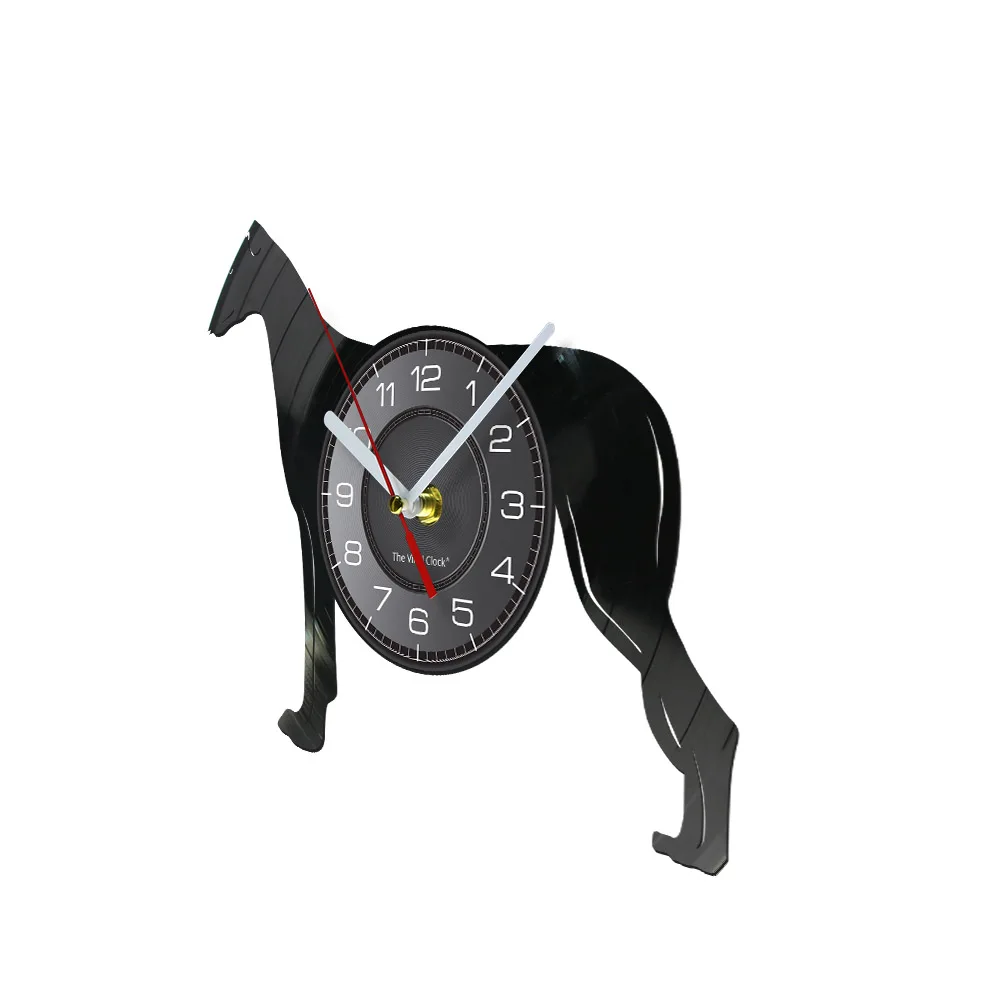 Hound Dog Greyhound Vinyl Record Wall Clock Sighthound Dog Breed Silhouette Home Decor Puppy Lover Whippet Artwork Timepieces