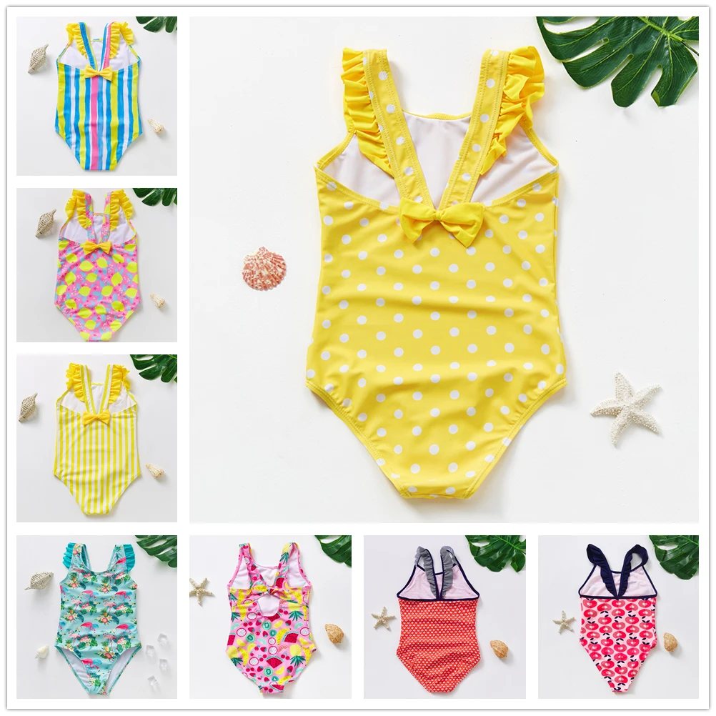 1~12Y Girls Swimsuit one piece Girls Swimwear Ruffle style Children swimwear Girls Swimming outfit Beach wear