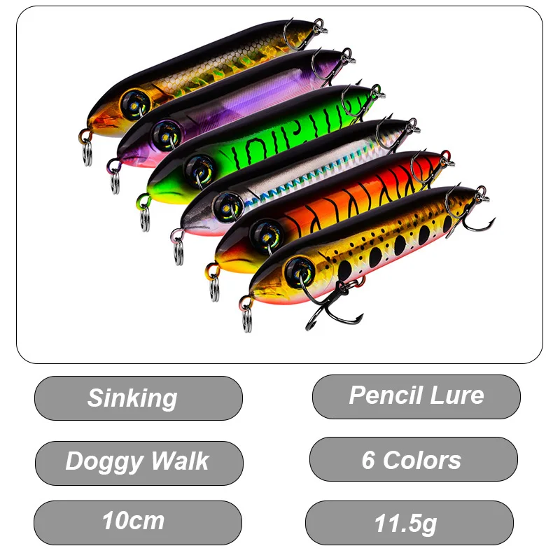 YUCONG 1PCS Pencil Lure 10cm-11.5g Noisy Fishing Lure Floating Stickbait Wobblers Doggy Walk Swimbait Hart köder duro cebo Isca