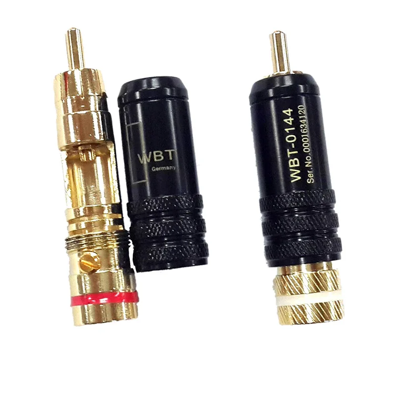 

1pc Gold plated - plug lock Soldering Audio/Video plugs Connect WBT-0144 Plug Random color