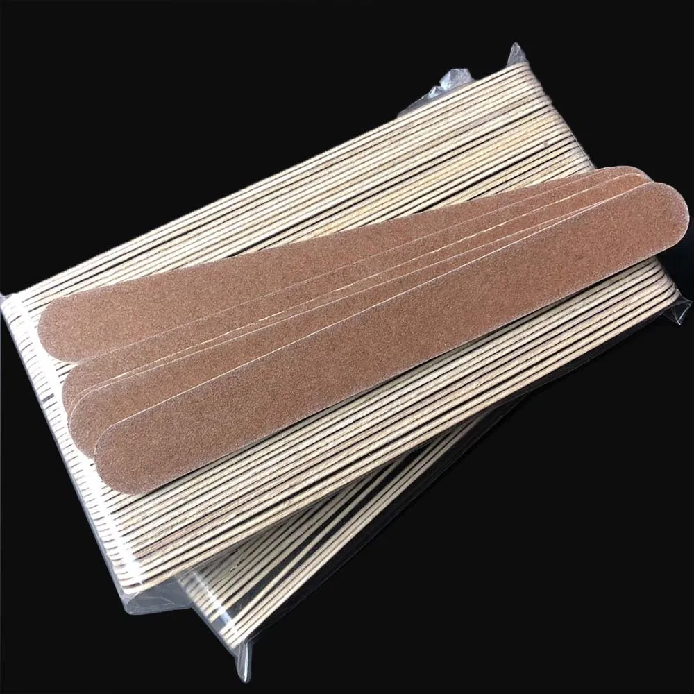 100 Pcs Natural Nail File Wood Nail File  Wooden Emery Board 180/180