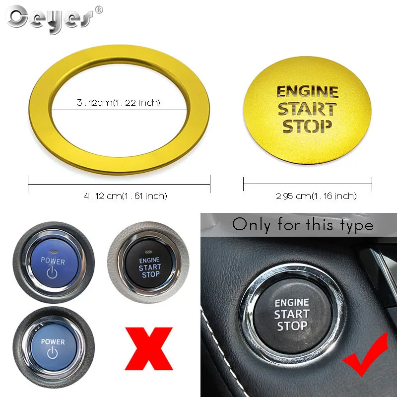 Ceyes 1PC Car Styling Engine Start Stop Ignition Switch Button Ring Case For Toyota Camry Corolla C HR Yaris Accessories Sticker