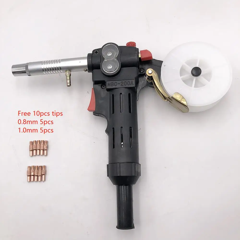 Corpo de Náilon Rolo Dentada Mig Mag Tocha de Soldagem Spool Pull Push Gun Nbc200 Nbc200 Tocha Cabeça com 10 Peças Dicas Novo