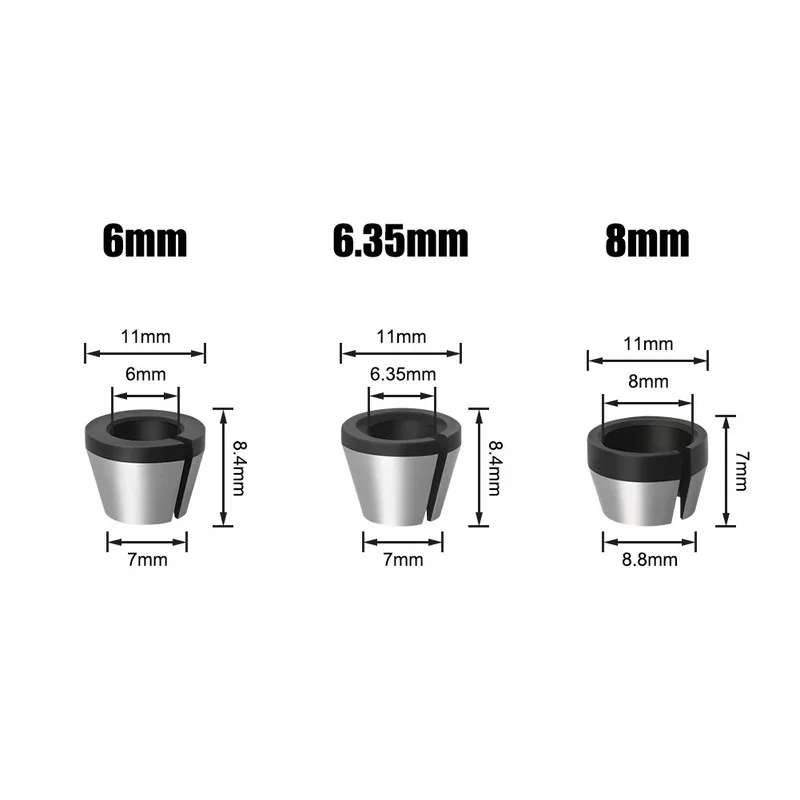 1Pcs 6mm 6.35mm 8mm Milling Cutter Collet Adapter Engraving Trimming Machine Chucks Trimmer Router Bit Accessories Tool