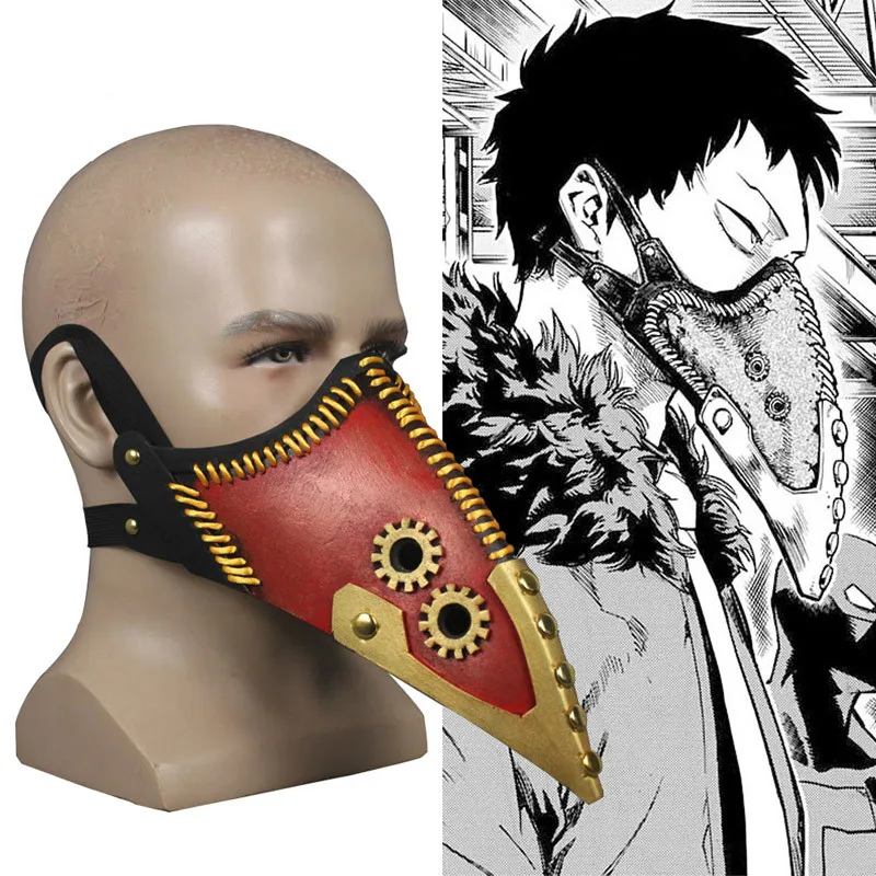 Coshome Boku no My Hero Academia Overhaul Kai Chisaki Cosplay Mask Brown Wigs Latex Beak Shape Mask Halloween Cos Props