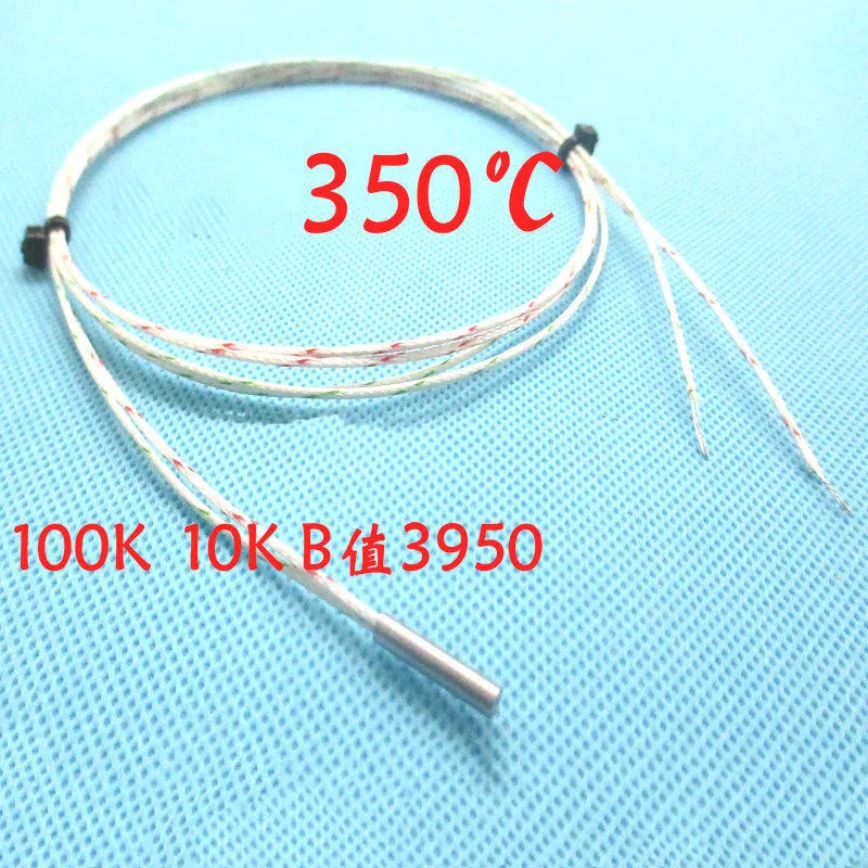 NTC thermistor 100k 3950 10K 1% 350°C Temperature Sensor Probe Single end glass sealing multi-strand silver-plated shielded wire