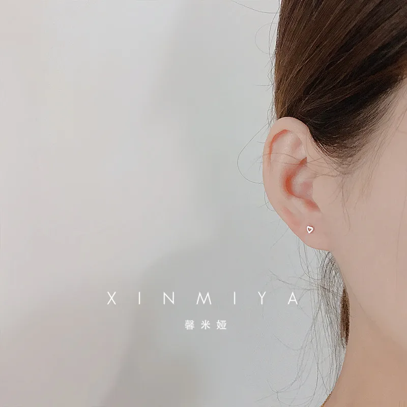 Mini Heart Stud Earrings For Women Japanese Simple Style Keep Pierced Cartilage Ear Nails Girl Sweert Dating Accessories Jewelry