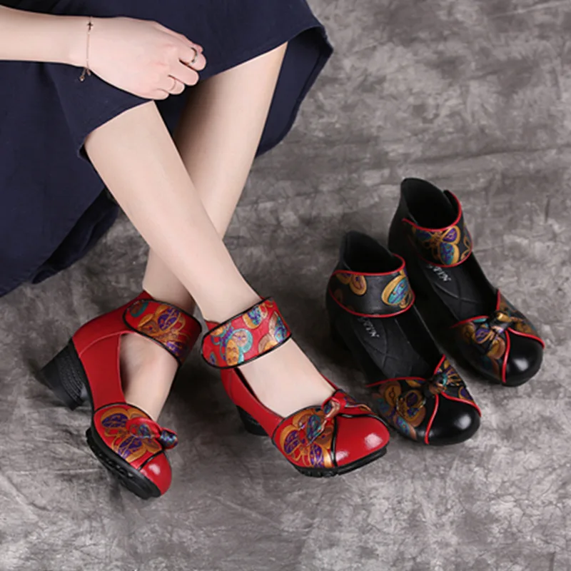 GKTINOO 2024 Spring Autumn New Retro Genuine Leather Platform Shoes Women\'s Pumps High Heel Soft Bottom Shoes Women Designers