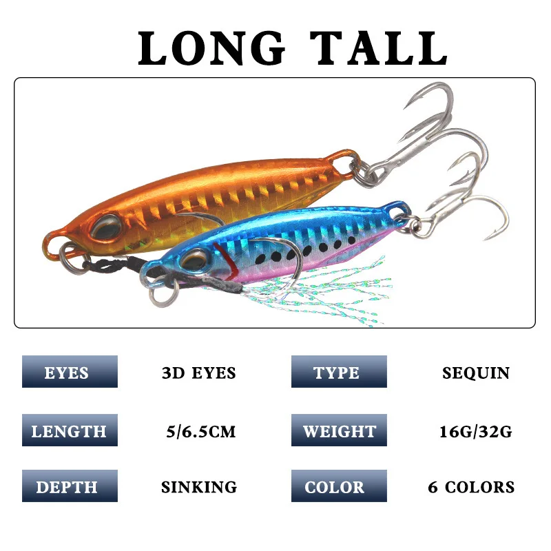 Metal Jig Fishing Lures Winter Bass Fishing Bait Weights 16-32g Jigs Saltwater Vibrator Fish Tackle Isca Artificial For Pike