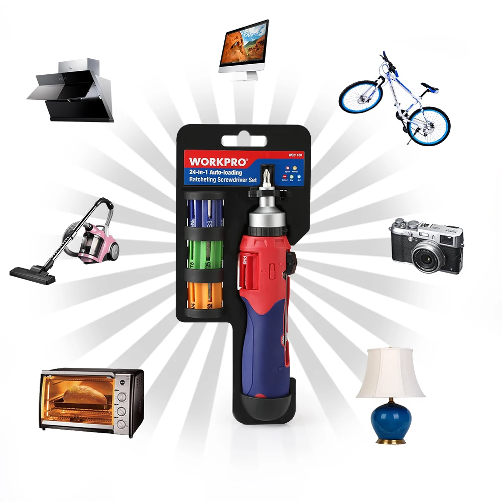 WORKPRO-destornillador de carga automática 24 en 1, kit de herramientas de reparación, juegos de brocas múltiples
