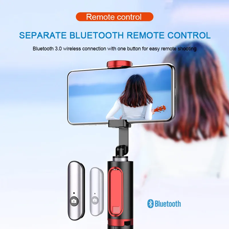 Wireless Bluetooth compatible Selfie Stick Extendable Monopod Remote Control Gimbal Stick Tripod For iPhone 15 14 Xiaomi Huawei