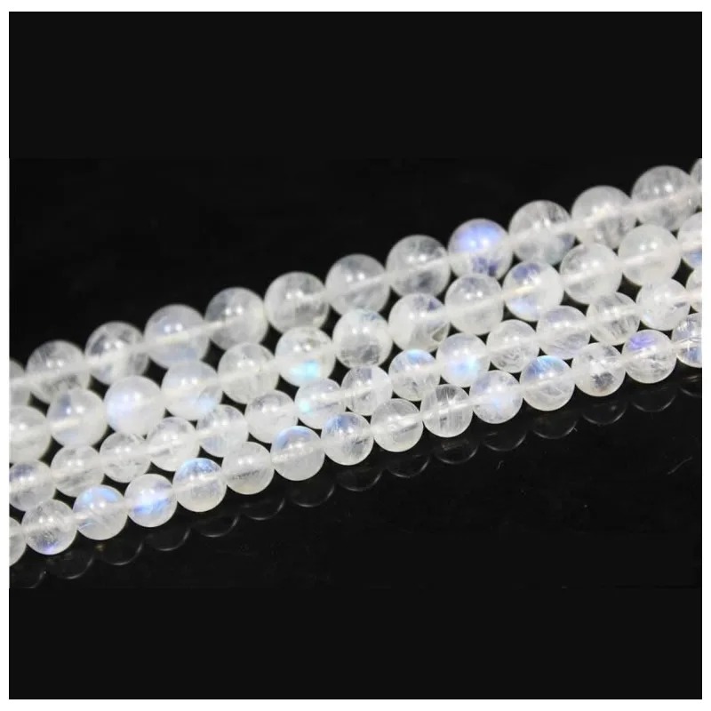 advanced Natural Genuine Flash Blue Light Moonstone Round Loose Stone Beads 3-18mm Fit Jewelry DIY Necklaces or Bracelets 15