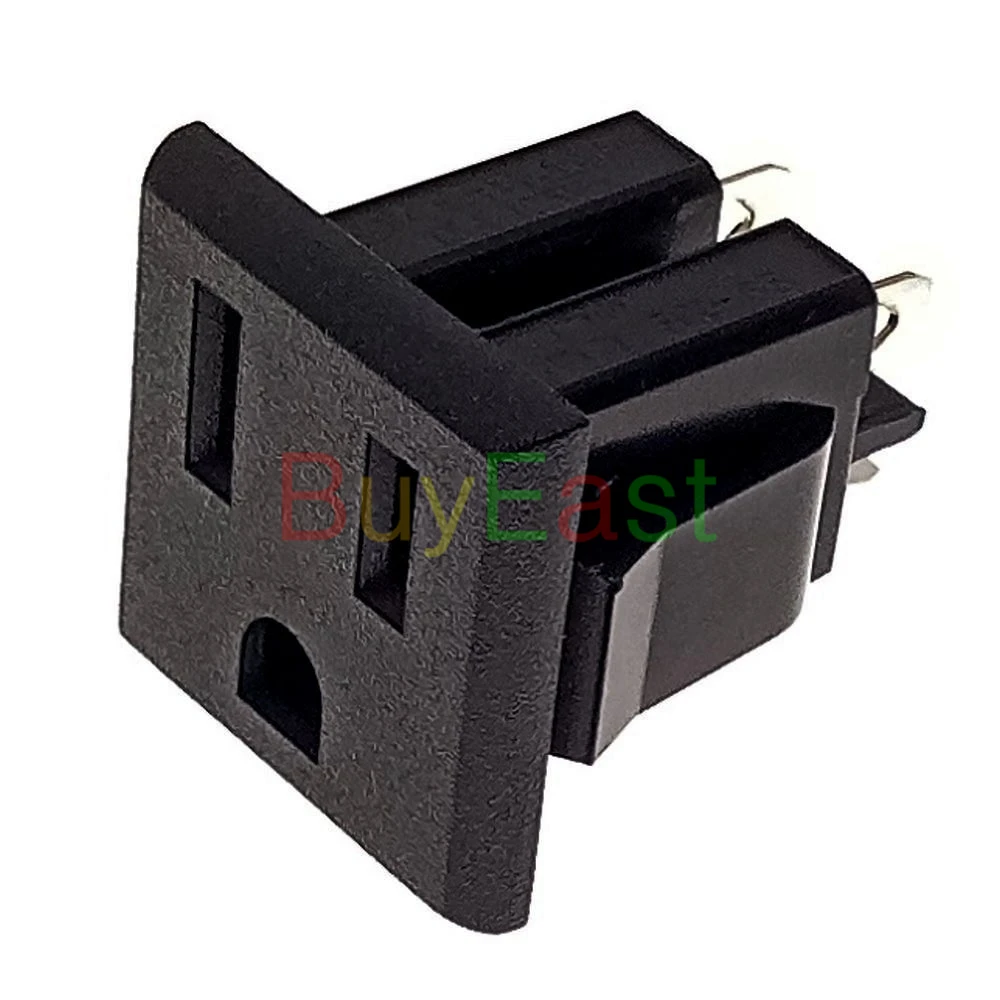 US 3 Pin Power Socket Panel Mount Inlet Female Receptacle AC125V 15A, UL Cert