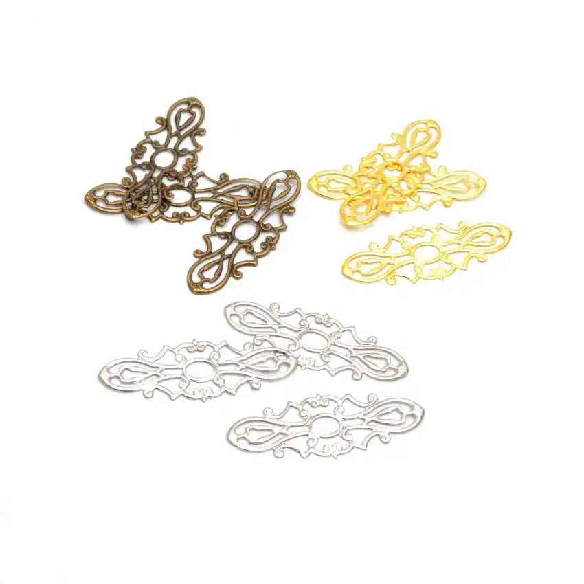 20 sztuk kwiat filigran okłady złącza wyrób metalowy na prezent dekoracje DIY ustalenia 38*15mm
